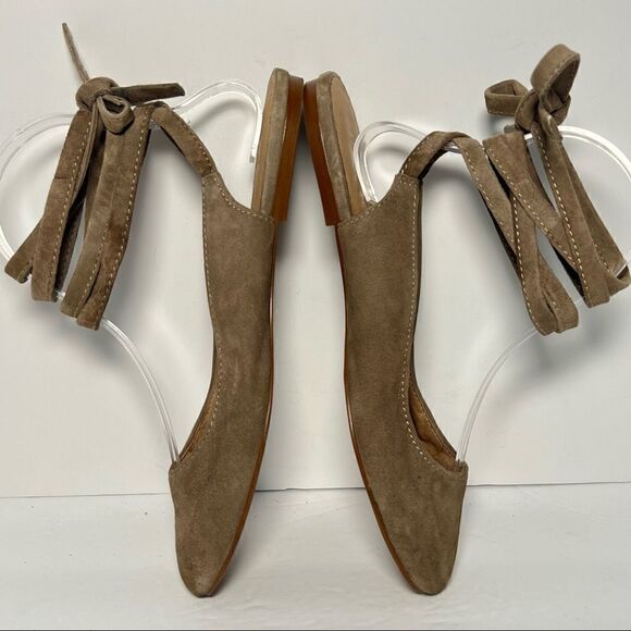Madewell Womens April Suede Taupe Lace Up Ballet Flats 7.5 - Picture 6 of 11